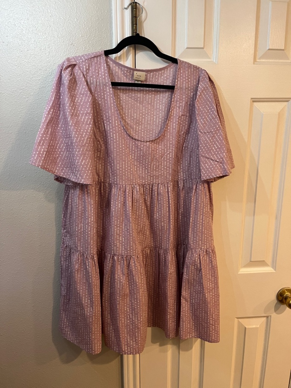 a new day medium Lilac Dress with White Dash Print